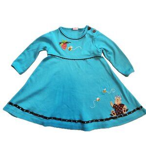 Molly & Millie vintage tunic dress aqua Honey Bear Bees 3T